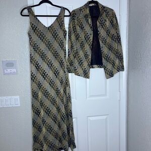 VTG Metallic Maxi Dress w/Matching Blouse